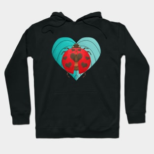 Ladybug with Heart pattern on Wing Hoodie